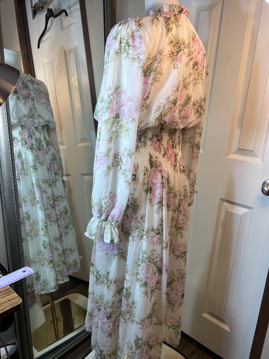 Chicwish Pink Floral Maxi Dress on Cream - Picture 10 of 10